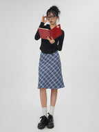 Plaid A- Line Skirt Women's High Waist Midi Skirt LittleYogaSocks