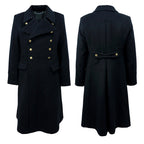 Replica Soviet Navy M69 Officer's Winter Overcoat - Black 12-Button Wool Melton Long Coat eprolo