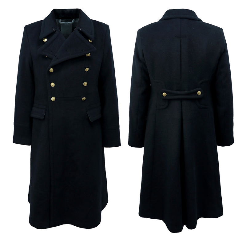 Replica Soviet Navy M69 Officer's Winter Overcoat - Black 12-Button Wool Melton Long Coat eprolo