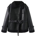 Reversible Faux Fur Coat with Lapel Warm Winter Outerwear for Women eprolo