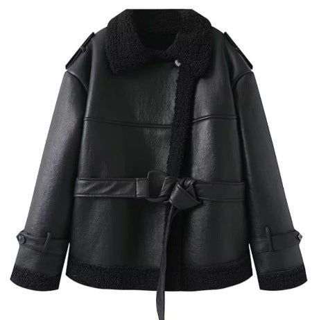 Reversible Faux Fur Coat with Lapel Warm Winter Outerwear for Women eprolo