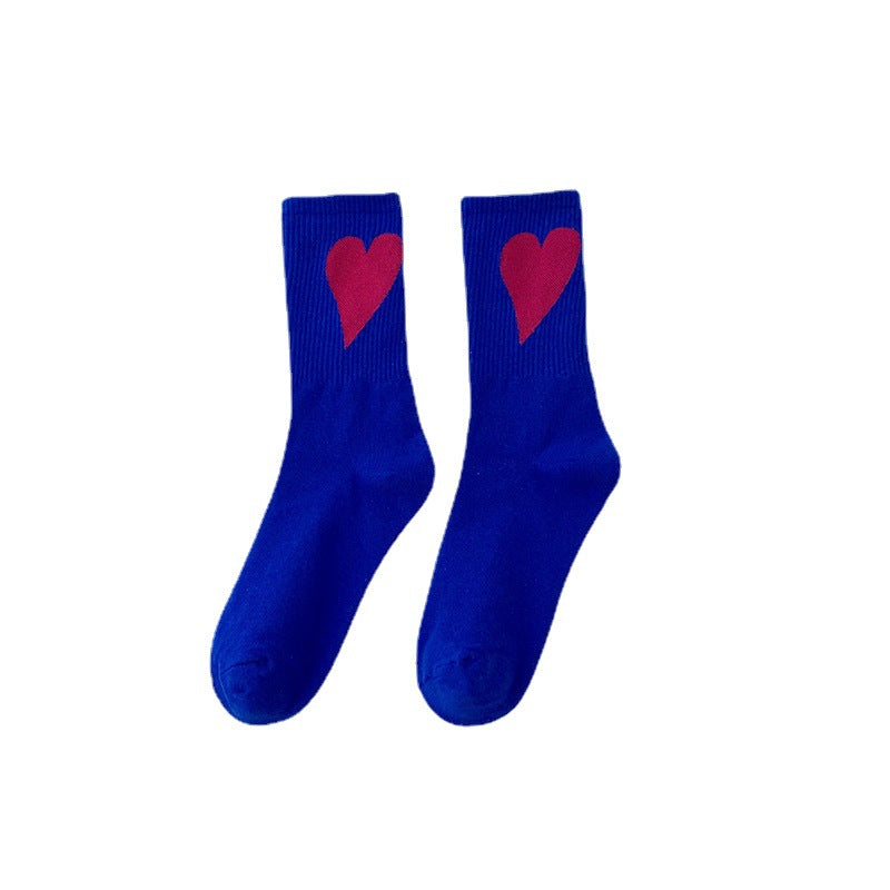 Spring and summer women's large heart-shaped sports socks, INS Korean style mid calf sports socks, Macaron Color sports socks 3 pairs eprolo