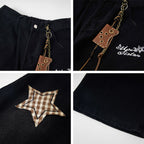 Retro Spliced Star Applique Embroidery Design Loose Casual Trendy Straight Jeans for Men and Women eprolo