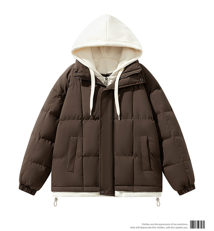 Fake two piece cotton jacket for both men and women, winter trend loose and thick casual cotton jacket for couples, cotton jacke eprolo