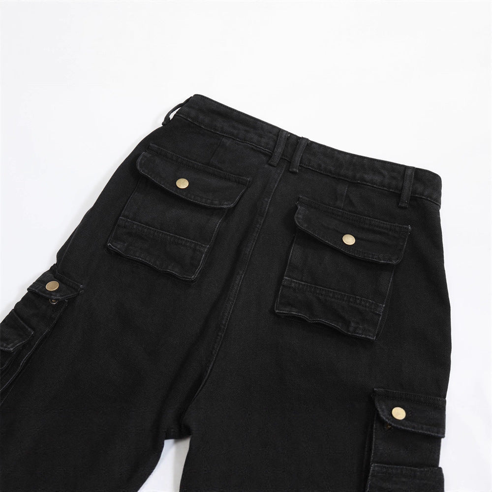 Street Style Men's Wide-Leg Multi-Pocket Cargo Jeans, Loose Fit Casual Pants for Men eprolo