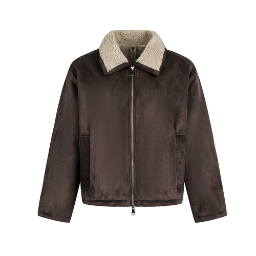 Brown lambhair coat for men eprolo