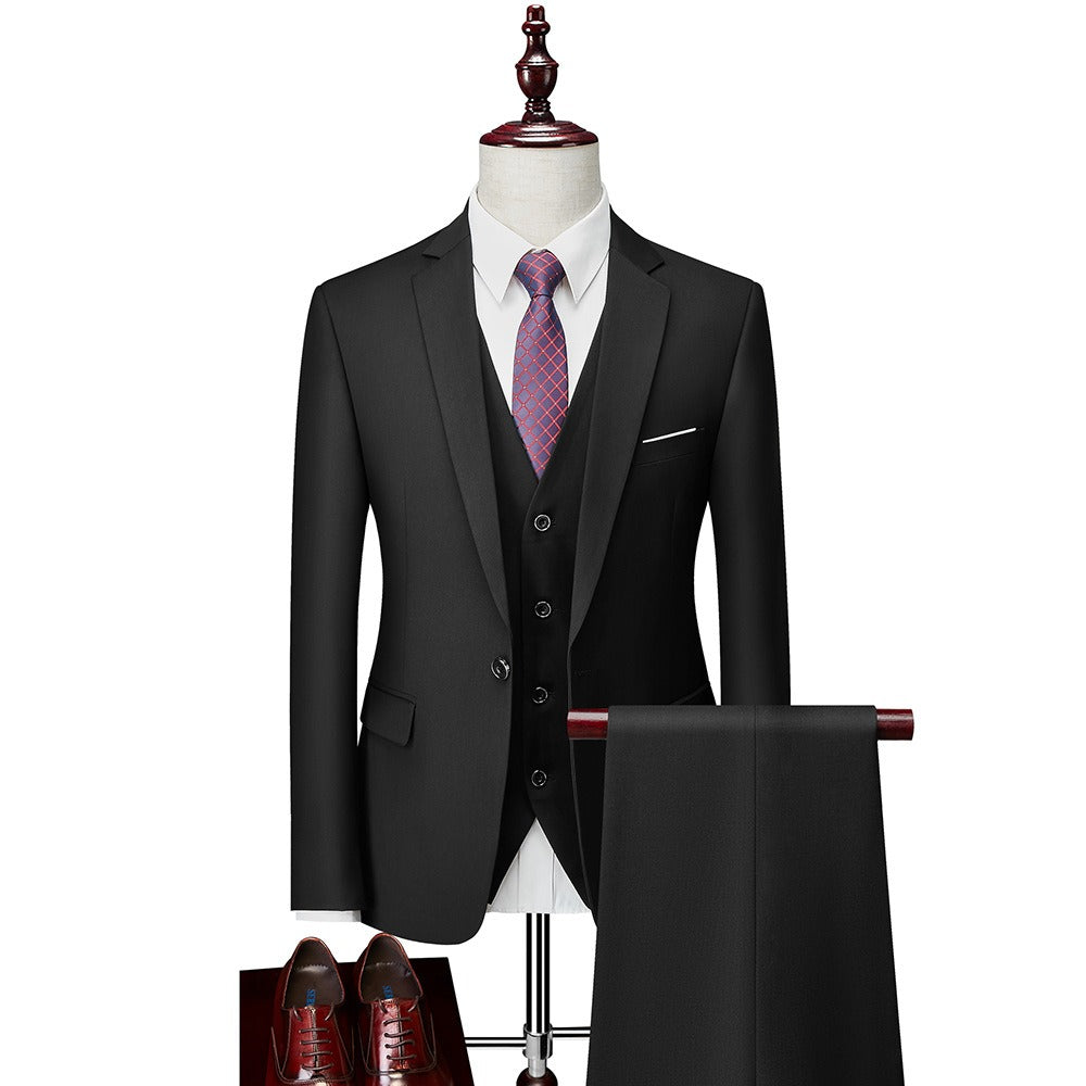 3 piece men's wedding suits fashion men's slim solid color business office suit sets large size men Blazer+ pants + vest eprolo