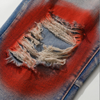 Trendy brand spray painted torn jeans for men hiphop fashion hip-hop fashion pants with flame straight leg cropped pants eprolo