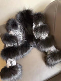 Elegant Bright Patent Leather Pattern Sheepskin Fashion Short Fox Fur Coat LittleYogaSocks