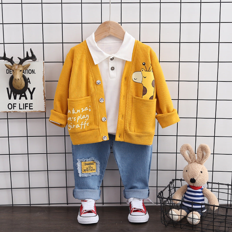 Cartoon Coat Three-piece Set 1-3 Years Old 4 Children's Clothes LittleYogaSocks