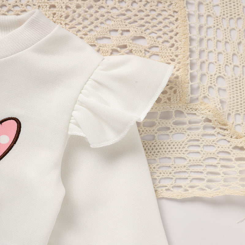 Toddler Girl's Heart Print 2-Piece Set, Crewneck Long Sleeve Ruffle Top & Flare Leg Pants VELORIA - Thread of Generations