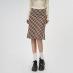 Plaid A- Line Skirt Women's High Waist Midi Skirt LittleYogaSocks
