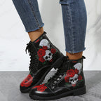 High-top Martin boots for women featuring a vibrant Halloween cartoon print. Built for durability with reliable ankle support and all-day wearability. LittleYogaSocks