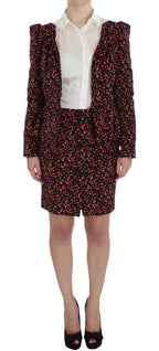 BENCIVENGA Black Multicolor Floral Suit BENCIVENGA