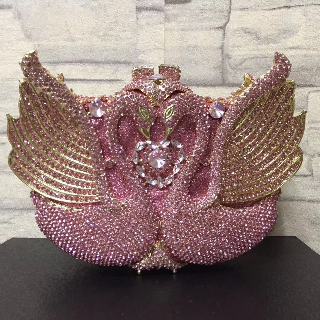 Swan studded diamond dinner bag, banquet dress, full diamond bag eprolo