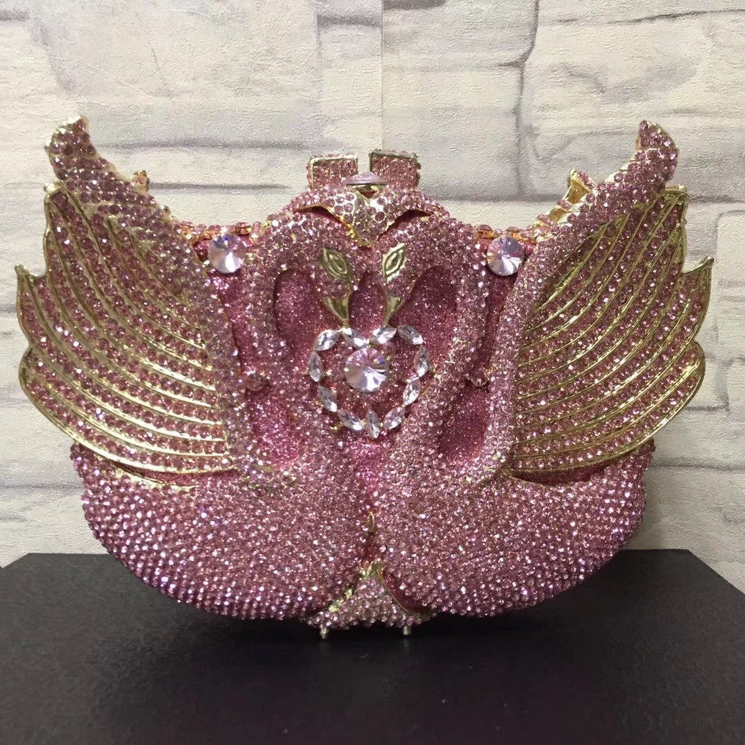 Swan studded diamond dinner bag, banquet dress, full diamond bag eprolo