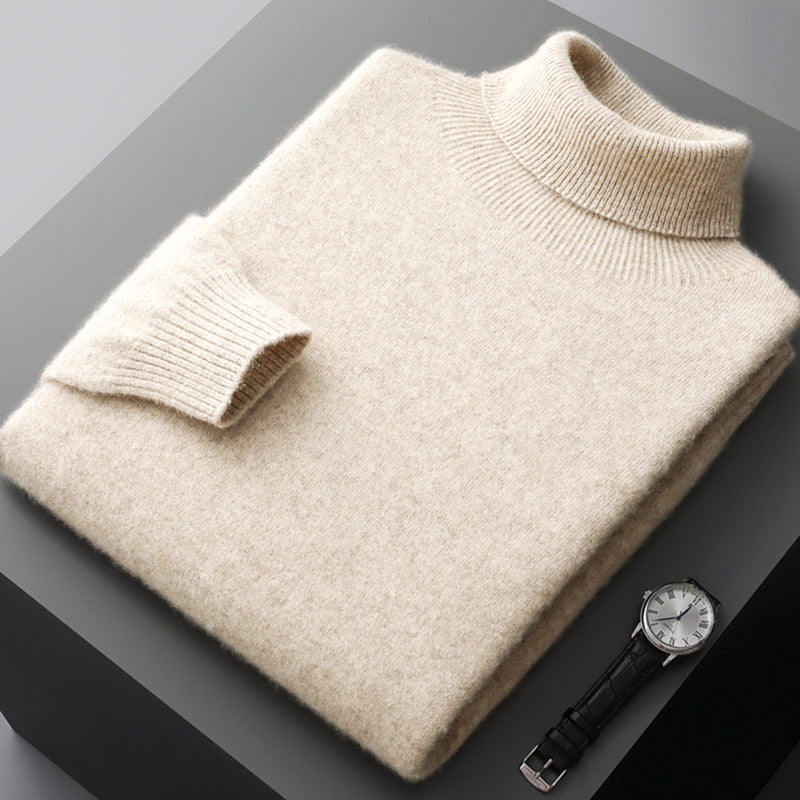 Men's high collar pullover sweater for autumn and winter, loose knit base sweater for men eprolo