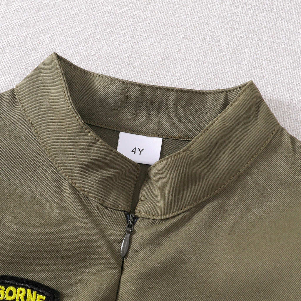 Toddler Boys Pilot Jumpsuit Army Green Long Sleeve Romper, Perfect For Birthday Party Outfits VELORIA - Thread of Generations