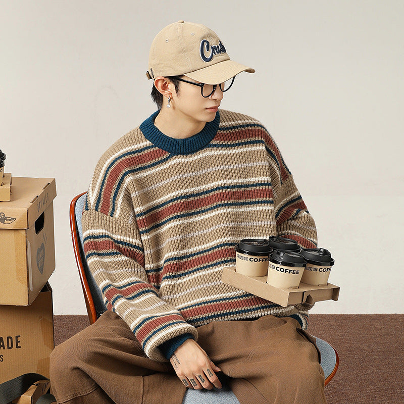 Striped round neck sweater for men eprolo