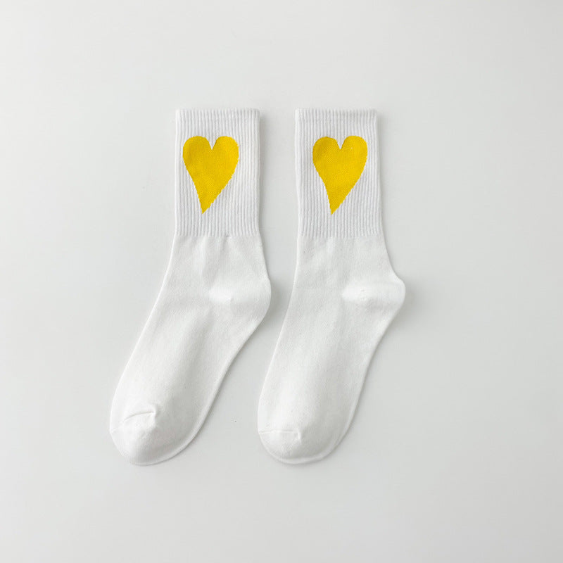 Spring and summer women's large heart-shaped sports socks, INS Korean style mid calf sports socks, Macaron Color sports socks 3 pairs eprolo