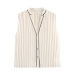 Color blocking trimmed pleated shirt+skirt set eprolo