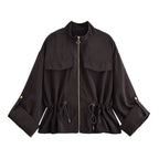 Stand collar workwear drawstring waist cinching jacket eprolo