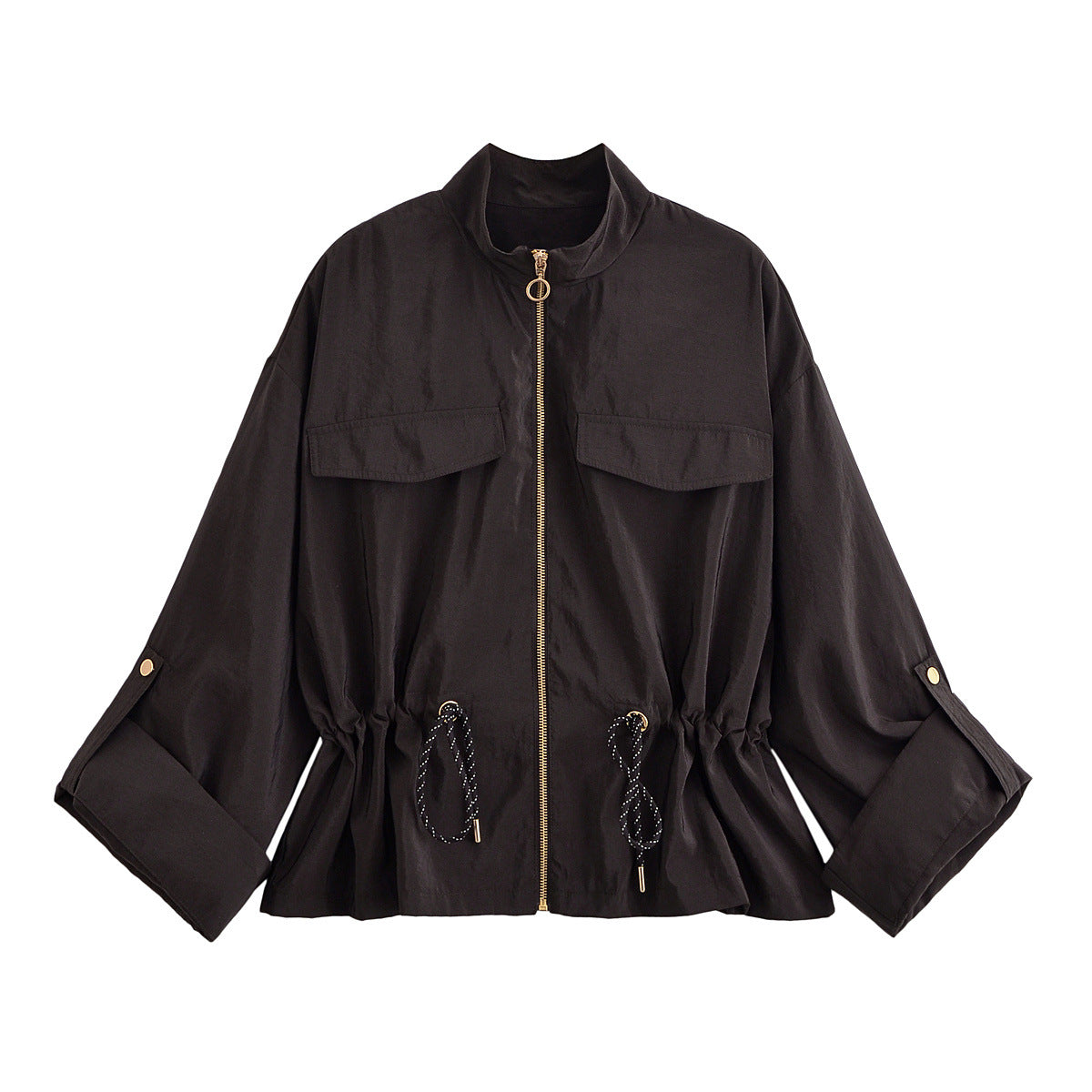 Stand collar workwear drawstring waist cinching jacket eprolo