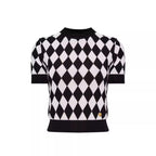 High quality short sleeved niche knitwear women's new diamond grid age reducing shirt top eprolo