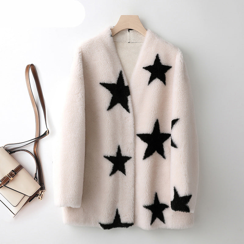New Lamb Wool Coat Women's Fur All In One Sheep Shearling Young Grain Wool Fur Coat eprolo