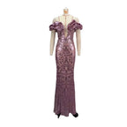European and American style pink sexy and charming mesh evening dress eprolo