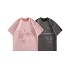 Butterfly letter printed suede short sleeved T-shirt for men eprolo
