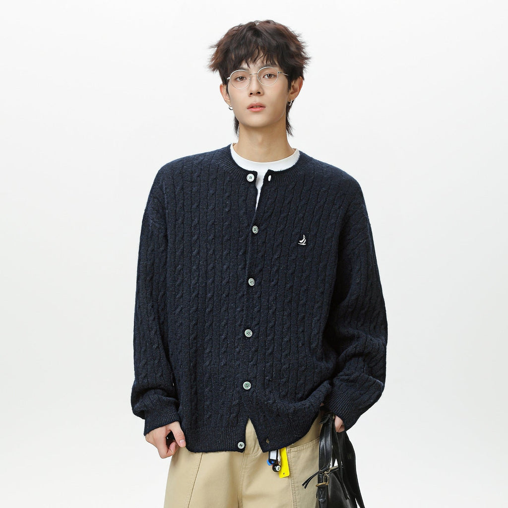 Loose twisted flower round neck sweater for men eprolo