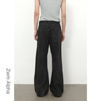 Retro Spliced Beaded Denim Trousers for Men with Loose Flared Straight Leg Design eprolo