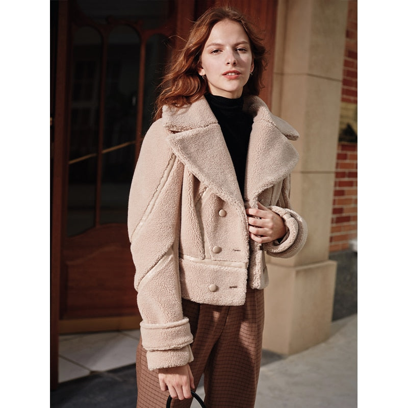 Lapel Warm Locomotive Fur One-Piece Lamb Wool Coat In Winter eprolo