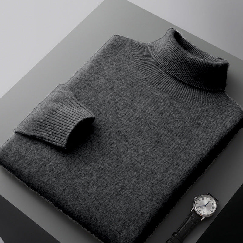 Men's high collar pullover sweater for autumn and winter, loose knit base sweater for men eprolo