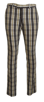 BENCIVENGA Multicolor Checkered Cotton Straight Fit Men Pants BENCIVENGA