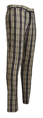 BENCIVENGA Multicolor Checkered Cotton Straight Fit Men Pants BENCIVENGA