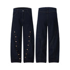 Trendy Multi-Button Design Wide-Leg Jeans for Men and Women, Loose and Comfortable Floor-Length Trousers eprolo
