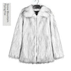 Men Faux Fox Fur Jacket Coat Winter Thick Fluffy Long Sleeve Lapel Warm Shaggy Outerwear Luxury Fur Jacket Bontjas Jackets Mens eprolo