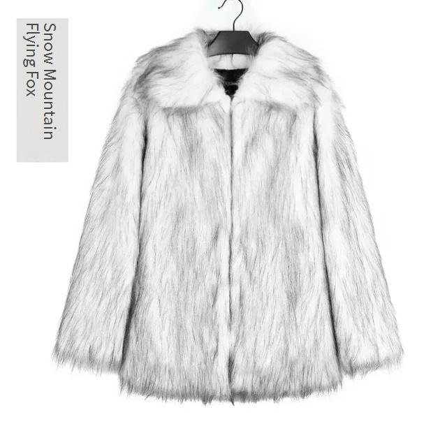 Men Faux Fox Fur Jacket Coat Winter Thick Fluffy Long Sleeve Lapel Warm Shaggy Outerwear Luxury Fur Jacket Bontjas Jackets Mens eprolo
