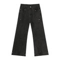 Retro Spliced Beaded Denim Trousers for Men with Loose Flared Straight Leg Design eprolo