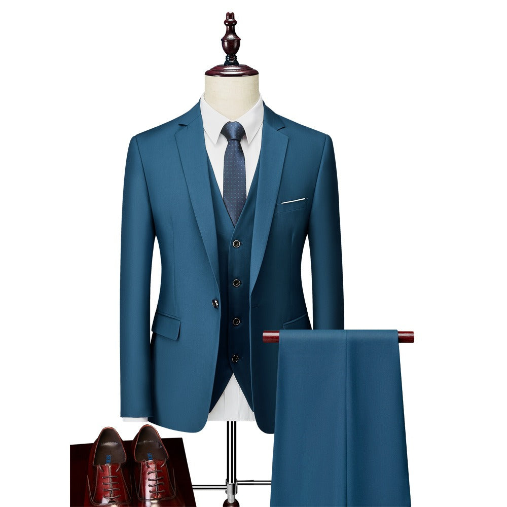 3 piece men's wedding suits fashion men's slim solid color business office suit sets large size men Blazer+ pants + vest eprolo