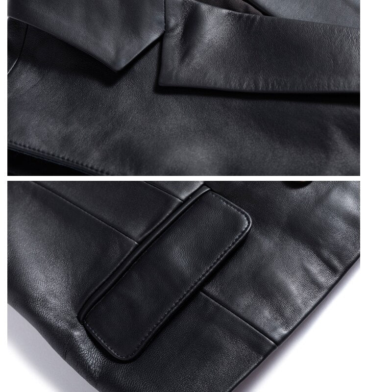 French Fashion Genuine Leather Vest For Women Female Loose Sleeveless Jacket Soft Chic Gilet Short Suit eprolo