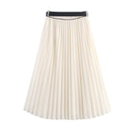 Color blocking trimmed pleated shirt+skirt set eprolo
