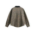 Loose heavy industry vintage leopard print long sleeved denim shirt for men and women eprolo