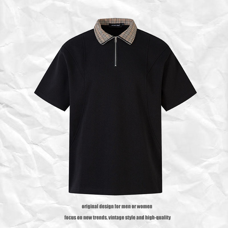 Short-Sleeve Polo Shirt Splicing Contrast Color Turn-Down Collar T-Shirt Men eprolo