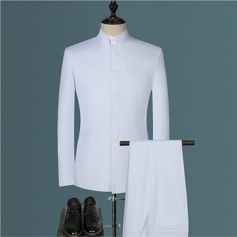 Mens Suits Set (Jacket+Pants+Vest)  Stand Collar Chinese Style Slim Fit Suits  3  Piece Wedding Men Clothing eprolo