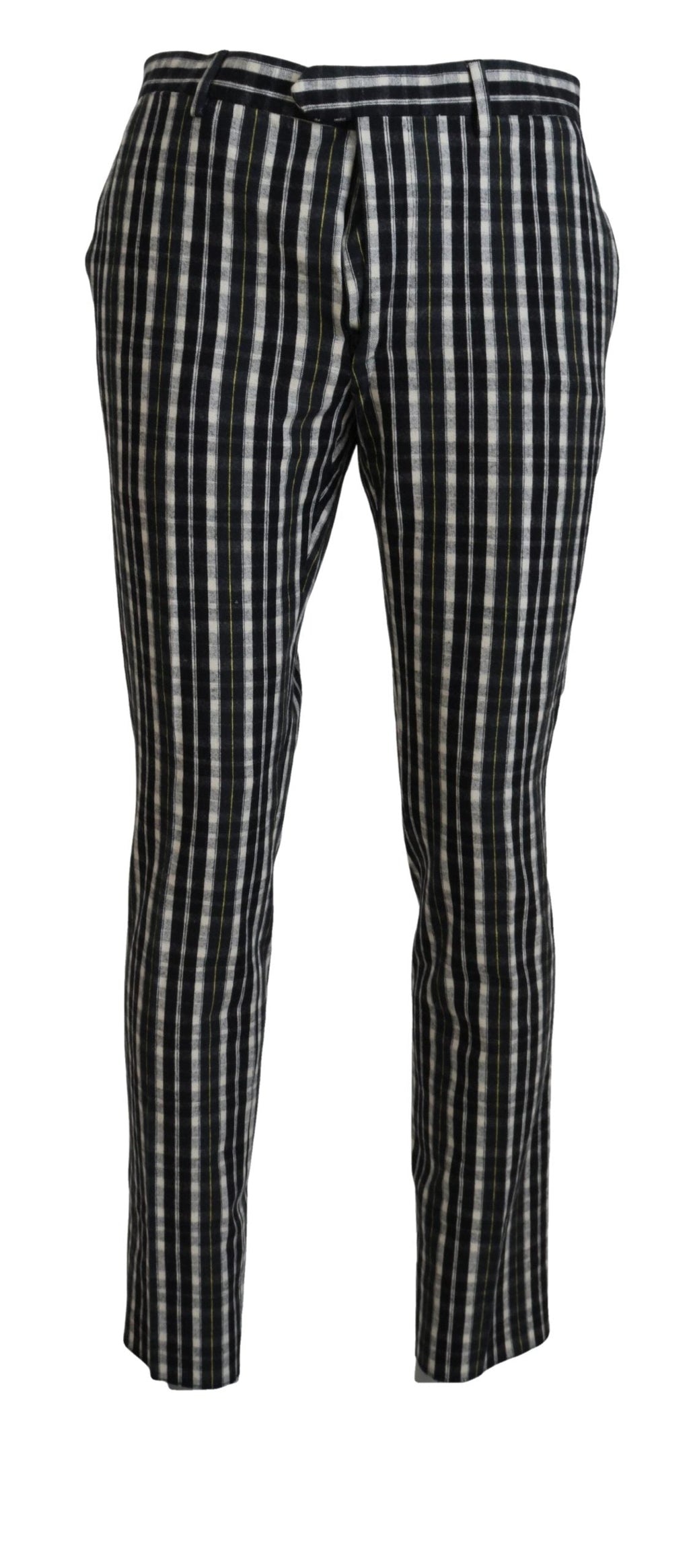 BENCIVENGA Black Checkered Cotton Casual Pants BENCIVENGA