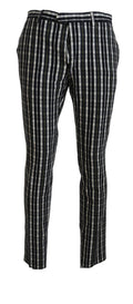 BENCIVENGA Black Checkered Cotton Casual Pants BENCIVENGA