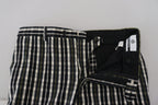 BENCIVENGA Black Checkered Cotton Casual Pants BENCIVENGA